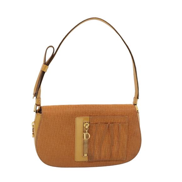 DIOR Trotter Canvas Shoulder Bag Brown Gold - Picture 1 of 16